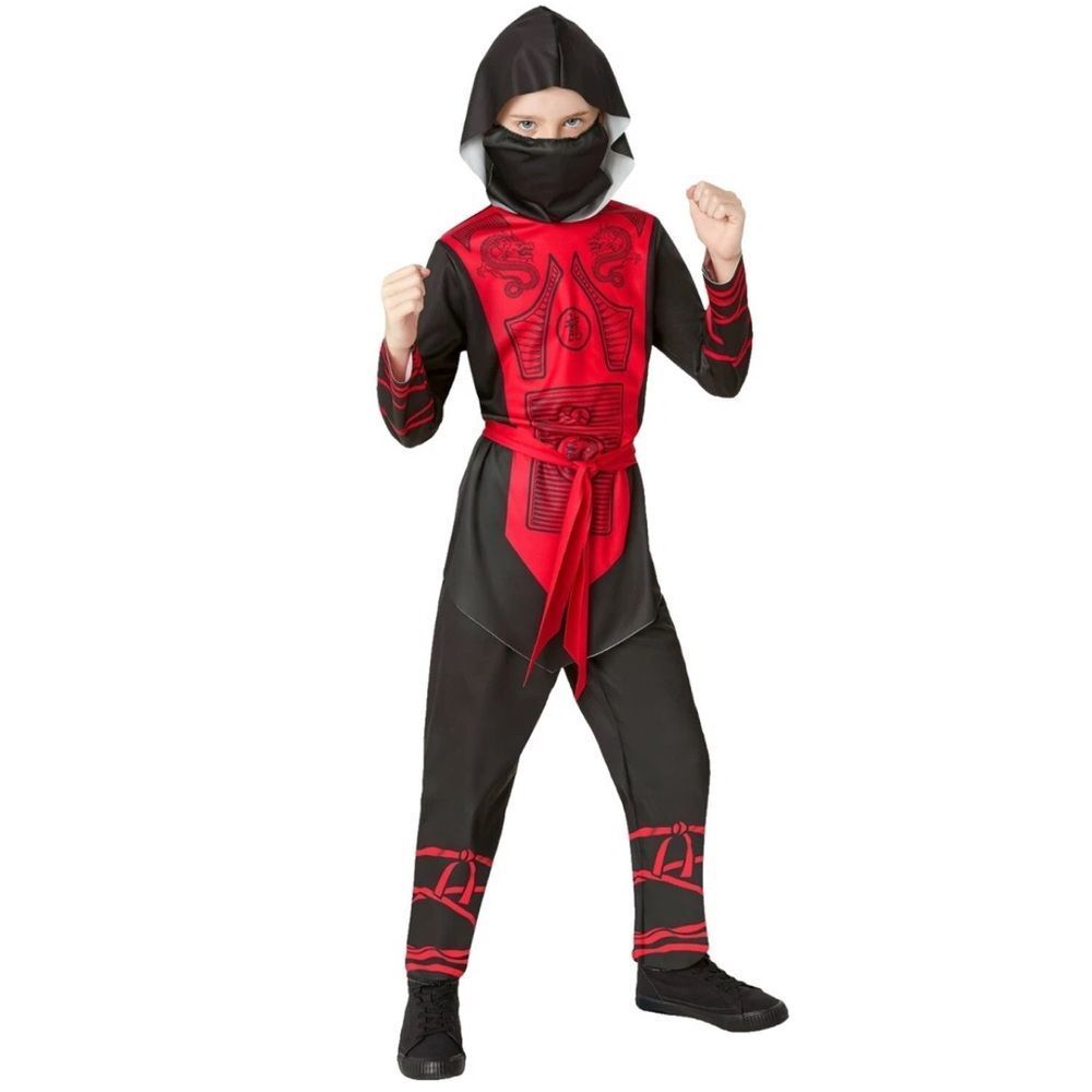 Kids Boys Ninja Costume 3 Piece Set Halloween Size S 6/7 NEW